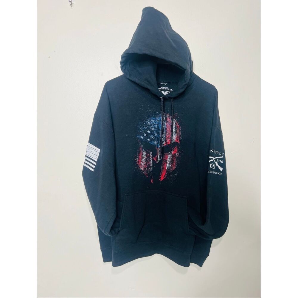 Grunt Style American Spartan 2.0 Casual Hooded Sweatshirt Black Men's Size XL